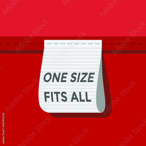 one size fits all, clothes label, vector illustration 