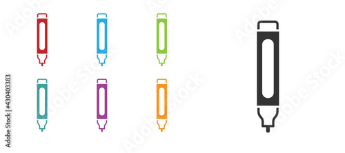 Black Marker pen icon isolated on white background. Set icons colorful. Vector