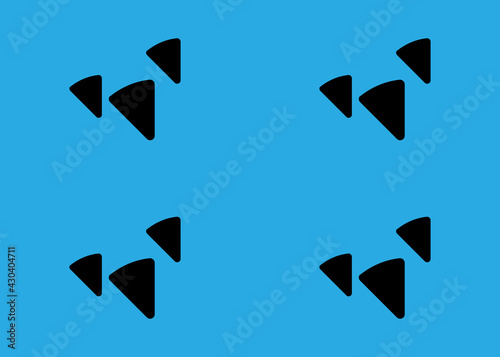 Black abstract triangles on a blue background. Seamless texture.