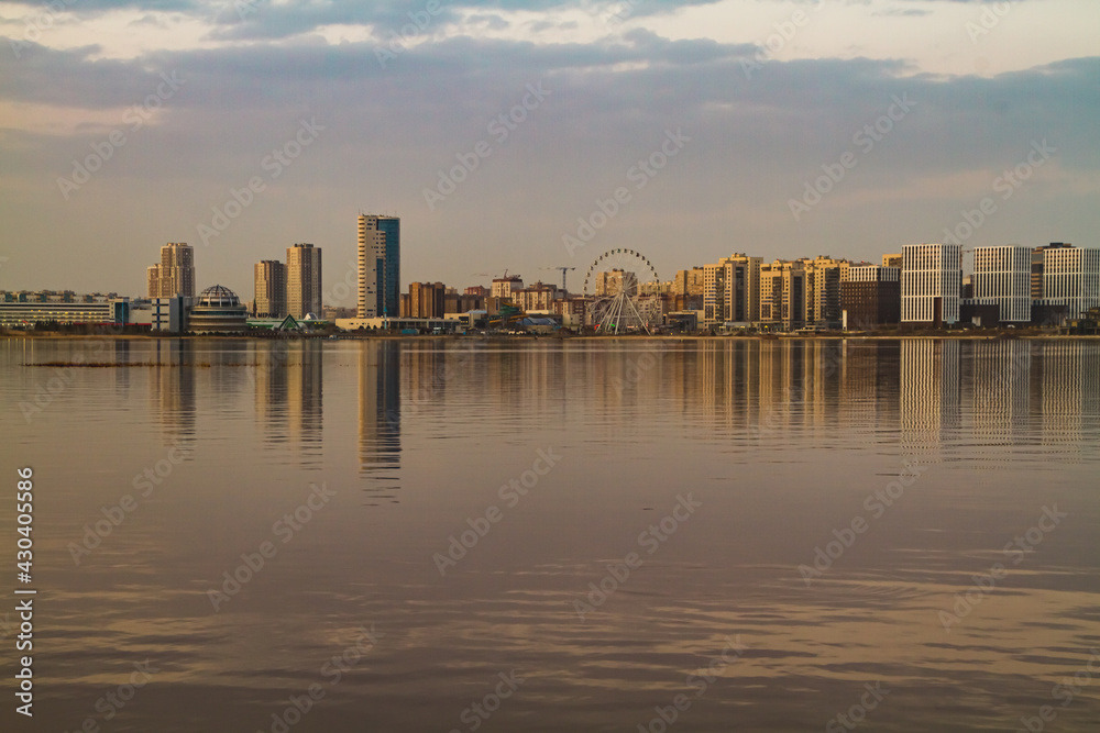 reflection of the city in the water view of the city of Kazan