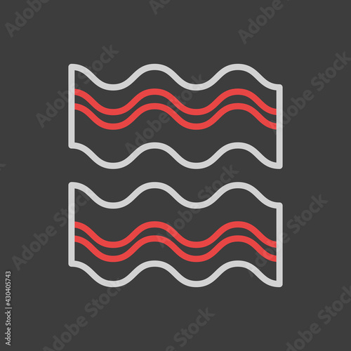 Bacon Strips vector icon on dark background