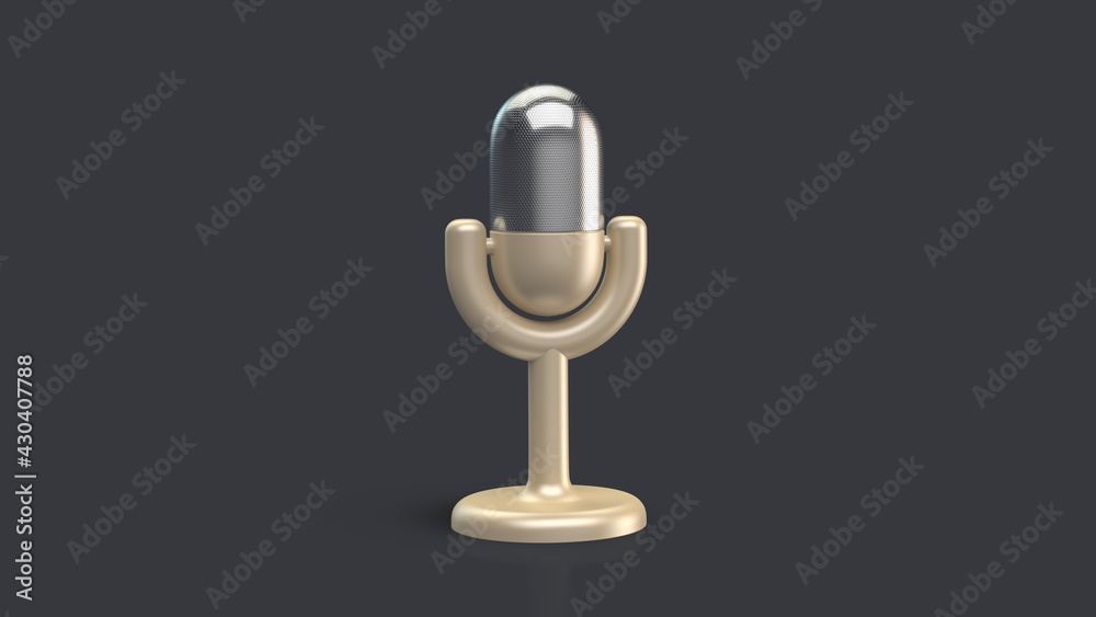 Podcast microphone icon on dark background. 3D illustration. Bloggers Podcast microphone icon on dark background. 3D illustration. Bloggers