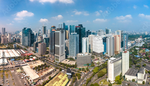 Metro Manila, Philippines - Panorama of Ortigas Skyline, office towers and residential condominiums. photo