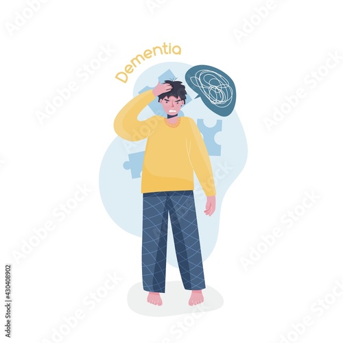 Schizophrenia symptoms collection. Editable isolated vector illustration.