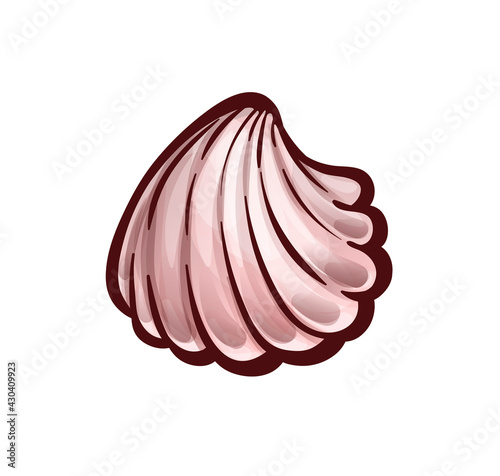 Common seashell with ribbed surface. Marine animal photo