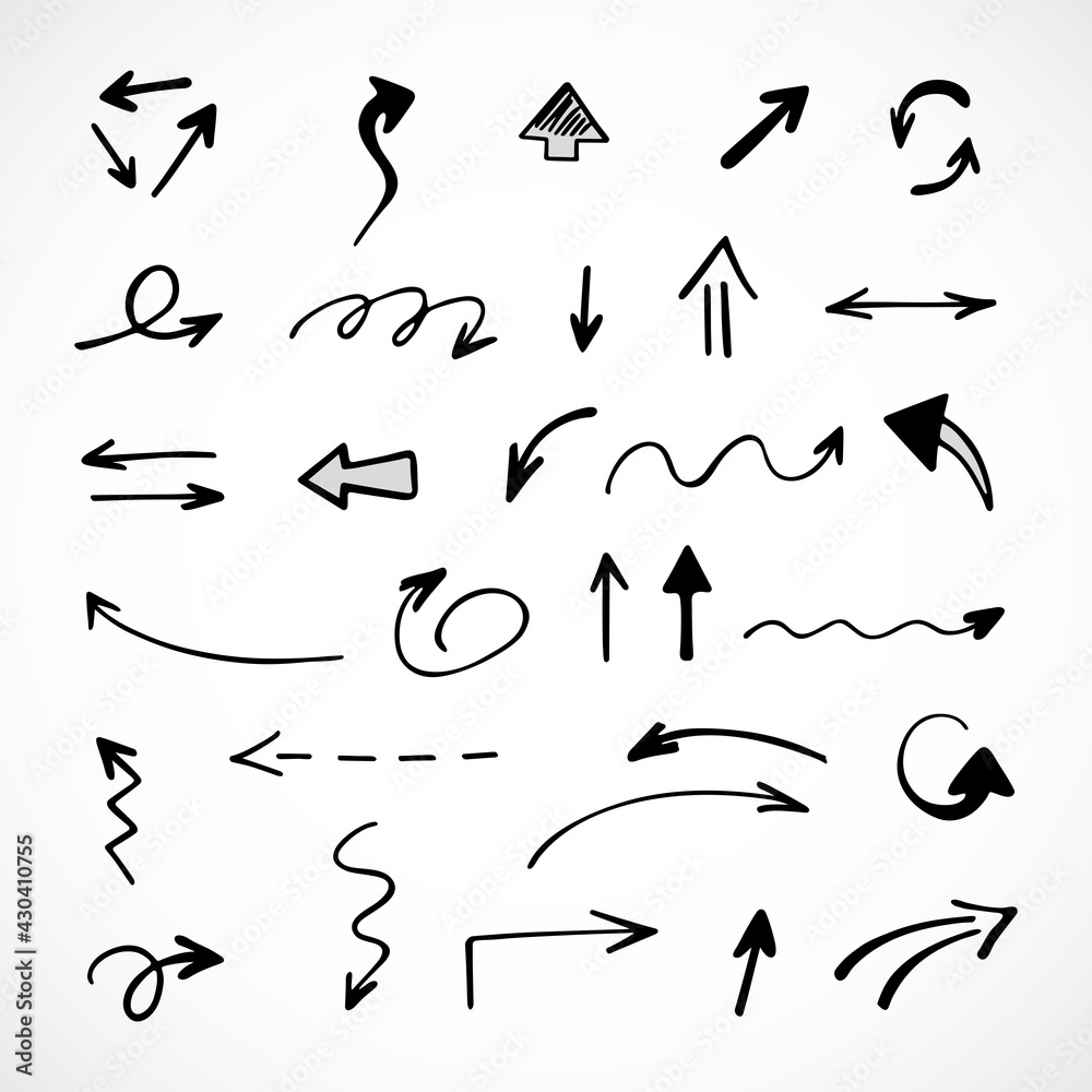 Vector set of hand-drawn arrows, elements for presentation Vector set of hand-drawn arrows, elements for presentation