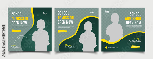 School admission open now social media post and web banner template	
