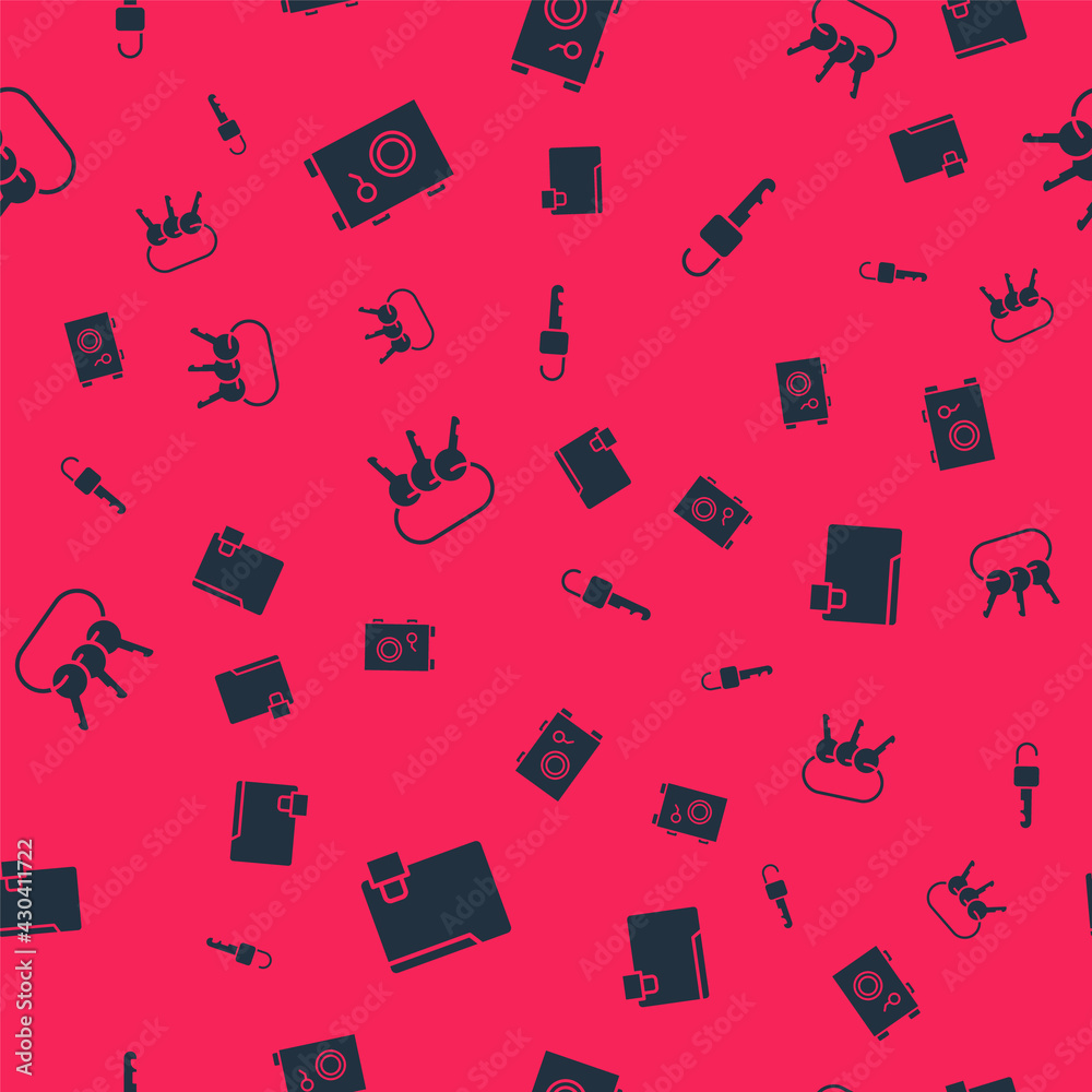 Set Folder and lock, Safe, Bunch of keys and Unlocked on seamless pattern. Vector Set Folder and lock, Safe, Bunch of keys and Unlocked on seamless pattern. Vector