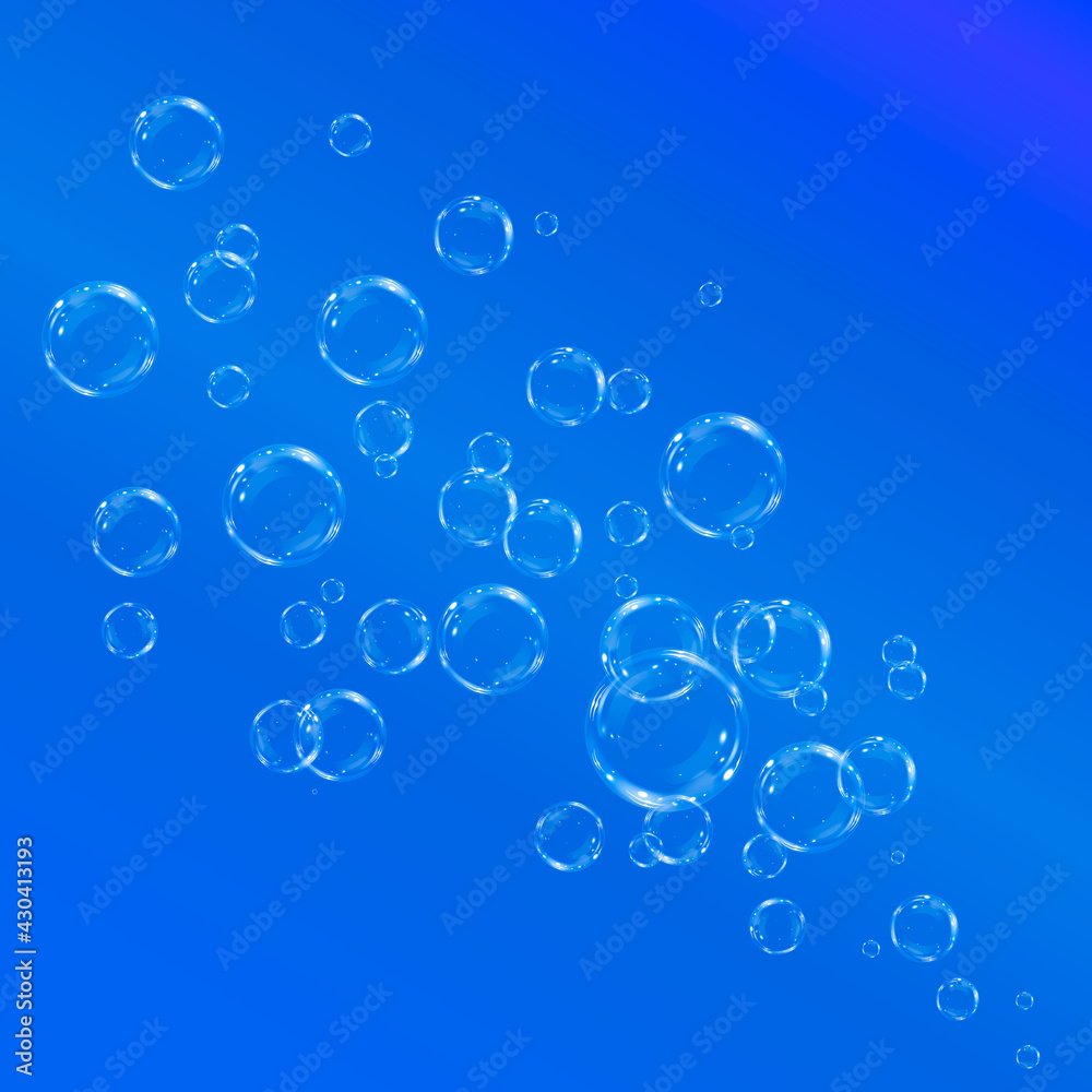 Collection of realistic soap bubbles. Bubbles are located on a transparent background. Vector flying soap bubbles. Water glass bubble realistic png	