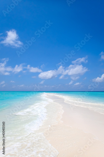 Beautiful sandbank under blue sky and white clouds on India ocean © LI