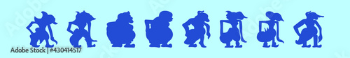 set of indonesia wayang cartoon icon design template with various models. vector illustration isolated on blue background