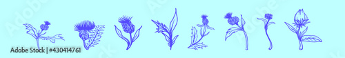set of thistle cartoon icon design template with various models. vector illustration isolated on blue background