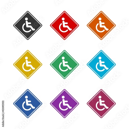 Disabled sign icon isolated on white background color set