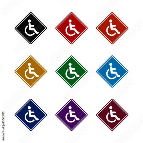 Disabled sign icon isolated on white background color set