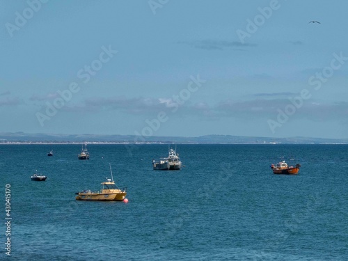 Fishing boats at anchor in the english channel