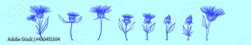 set of thistle cartoon icon design template with various models. vector illustration isolated on blue background
