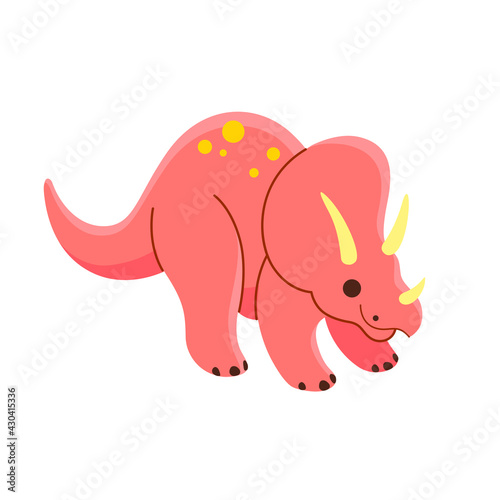 Cartoon dinosaur - ceratops. Cute character for children. Vector illustration in cartoon style.
