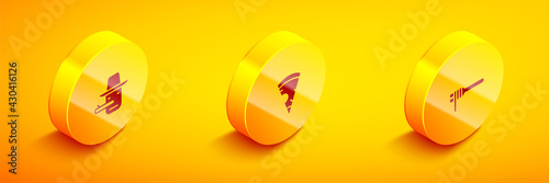 Set Isometric Pinocchio, Slice of pizza and Pasta spaghetti icon. Vector