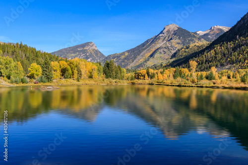 A small, roadside lake in Marble, Colorado, USA