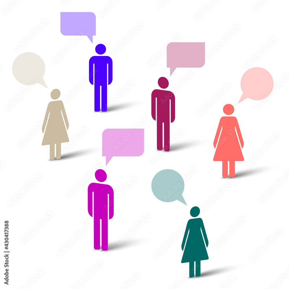 Speech bubble people group. Flat style vector illustration isolated on white Speech bubble people group. Flat style vector illustration isolated on white