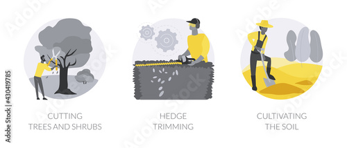 Landscape maintenance abstract concept vector illustrations.