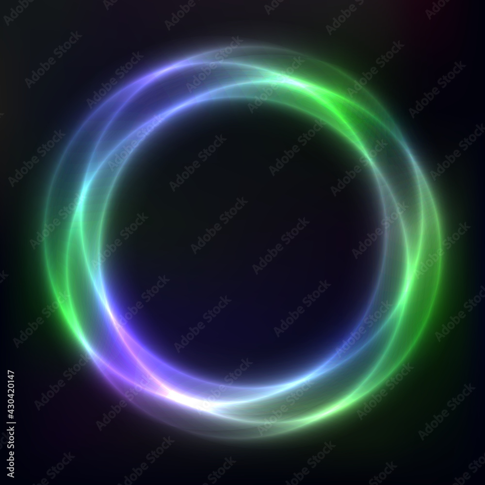  Vector background of neon geometric shapes, round frame, abstract background, wallpaper
