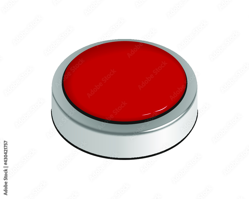 Red button with a metal edging isolated on a white background Red button with a metal edging isolated on a white background