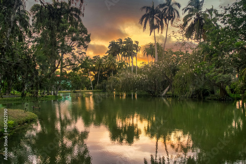 Sunset in the 'Mayajigua Lakes' also known as 'San Jose del Lago' in the province of Sancti Spiritus, Cuba