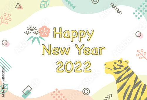 simple frame with geometric pattern and tiger