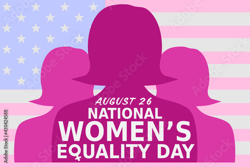 August 26 National Women's Equality Day illustration vector. A design composed of woman shapes, text, and American flag. Celebration, and greeting concept.
