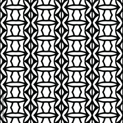  Geometric vector pattern with triangular elements. Seamless abstract ornament for wallpapers and backgrounds. Black and white colors.