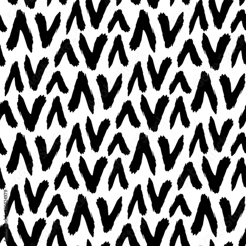 Black ink arrows isolated on white background. Monochrome geometric seamless pattern. Vector simple flat graphic hand drawn illustration. Texture.