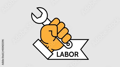 Hands Up Labour Day Concept Illustration Background. Concept Illustration vector