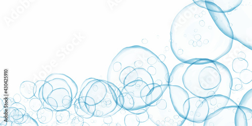 Abstract fluid painted background with blue bubbles. Alcohol ink or watercolor art. Editable vector texture backdrop for poster, card, invitation, flyer, cover, banner, social media post.