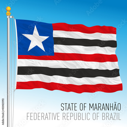 State of Maranhao, official regional flag, Brazil, vector illustration