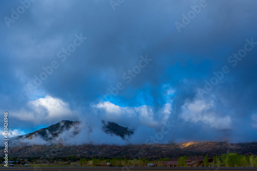 Granit Mountain covered by clouds 