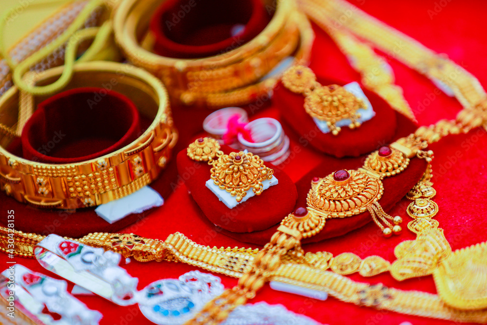 Bangles and Golden necklace set for newly bride