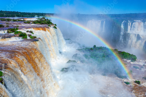 landscape big waterfalls in Iguazu Falls  Foz do Iguacu  Parana State  South Brazil