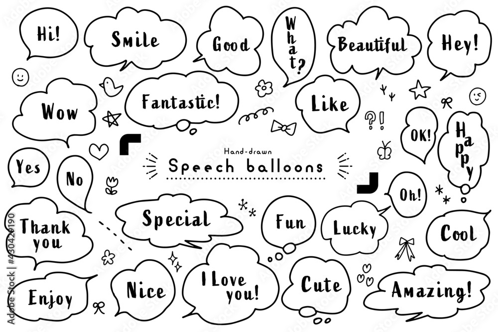 シンプルでポップな手書きの吹き出し シンプルでポップな手書きの吹き出し