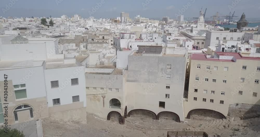 Teatro romano en Cádiz en dron, Roman theater in Cadiz drone footage