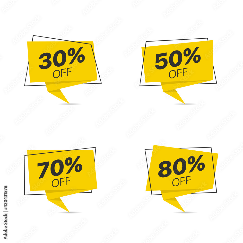 Yellow label icon set Yellow label icon set