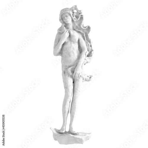 Light stone stylized statue of aphrodite on a white background. 3d rendering
