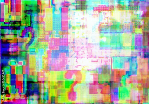 Mark of interrogation, puzzle and intricacies in glitch spots, background for heading, PR, understanding, company style etc © like-like