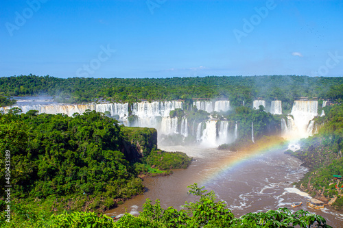 landscape big waterfalls in Iguazu Falls  Foz do Iguacu  Parana State  South Brazil