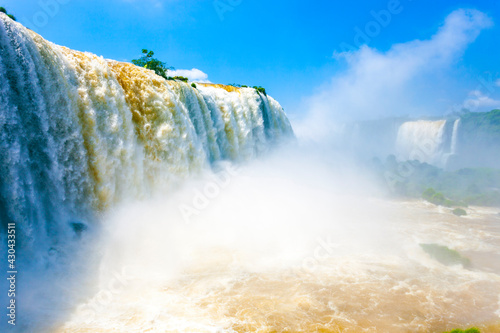 landscape big waterfalls in Iguazu Falls, Foz do Iguacu, Parana State, South Brazil photo