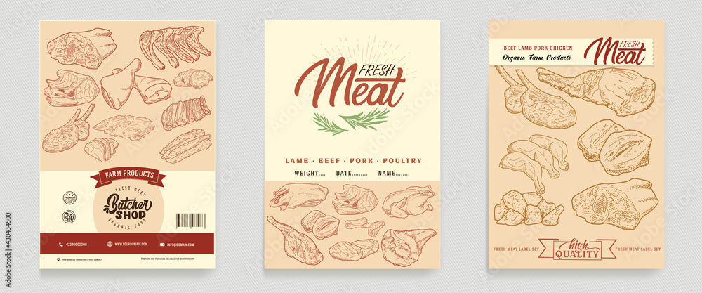 Fresh raw meat engraved design