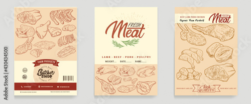 Fresh raw meat engraved design