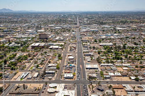 Looking south from University Drive along Country Club Drive over Mesa, AZ