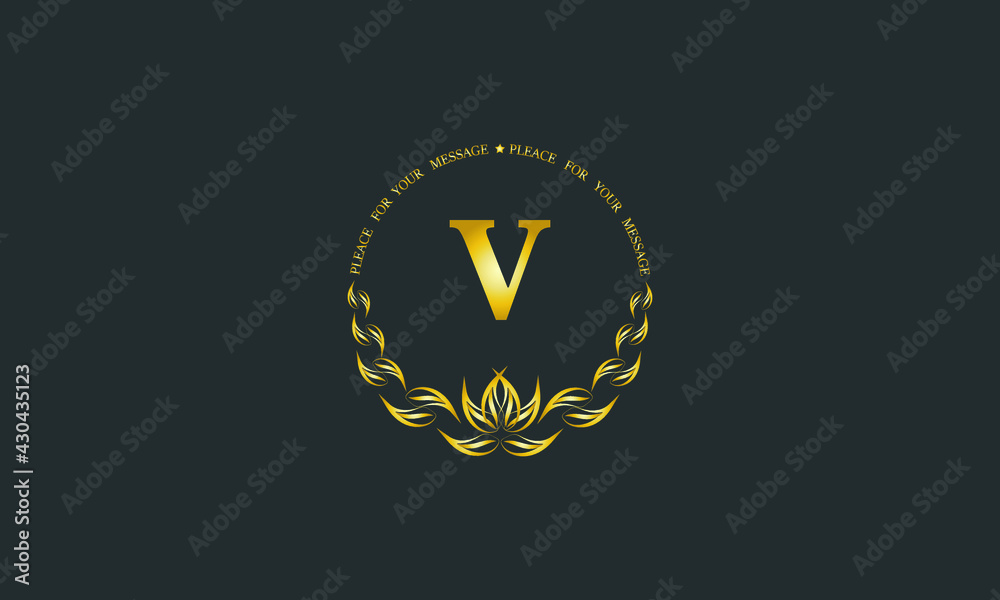 Emblem of an elegant refined monogram for heraldry of hotel, restaurant, business, presentation and much more. Vector logo illustration with letter V. Emblem of an elegant refined monogram for heraldry of hotel, restaurant, business, presentation and much more. Vector logo illustration with letter V.