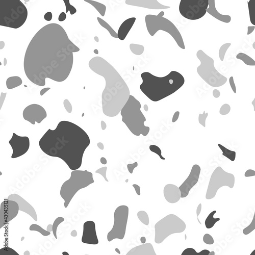 Terrazzo flooring vector seamless pattern. Texture of classic Italian type of floor in Venetian style composed of natural stone  granite  quartz  marble  glass and concrete